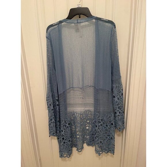 Forgotten Grace Lace Cardigan OPEN WOMEN'S 2X Blue - Picture 8 of 12